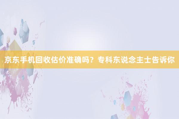 京东手机回收估价准确吗？专科东说念主士告诉你