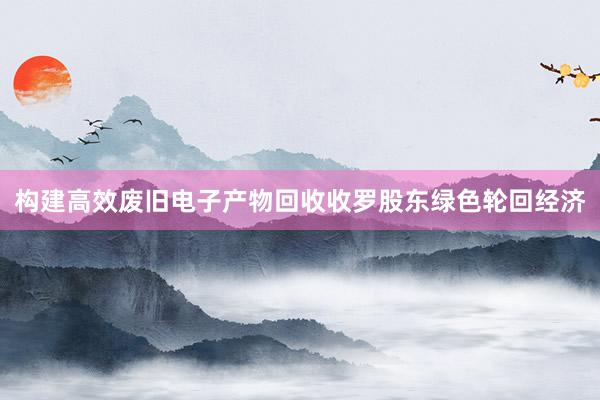 构建高效废旧电子产物回收收罗股东绿色轮回经济