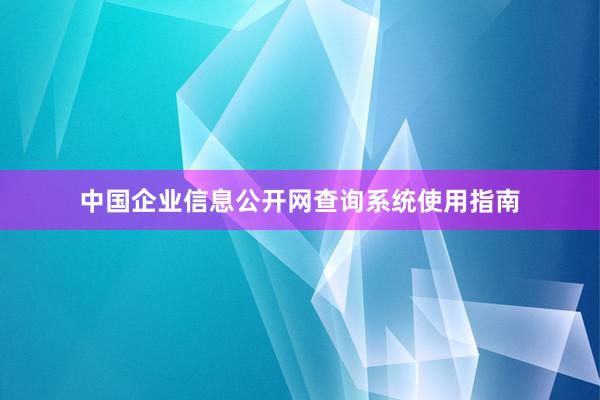 中国企业信息公开网查询系统使用指南